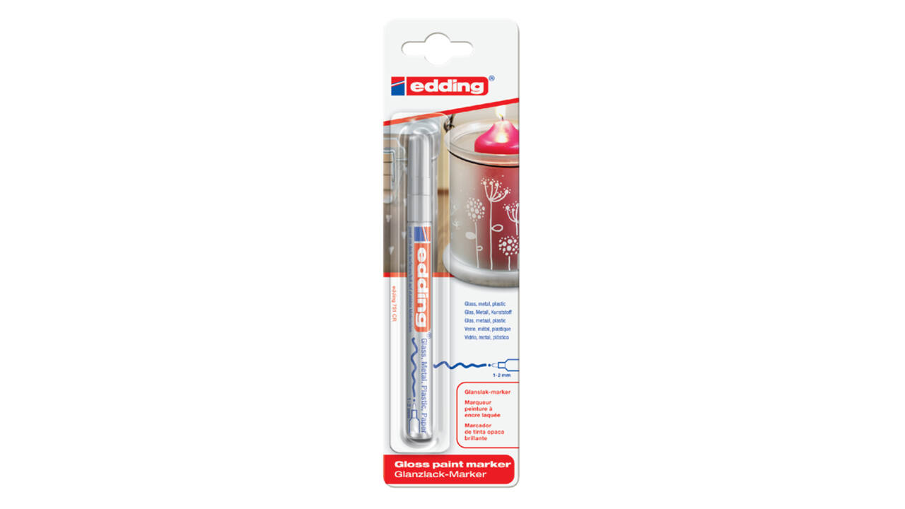 Paintmarker edding 751 op oliebasis 1-2mm zilver blister à 1 stuk