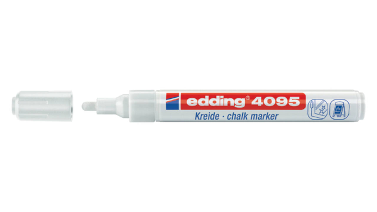 Krijtstift edding 4095 rond 2-3mm wit blister à 2 stuks
