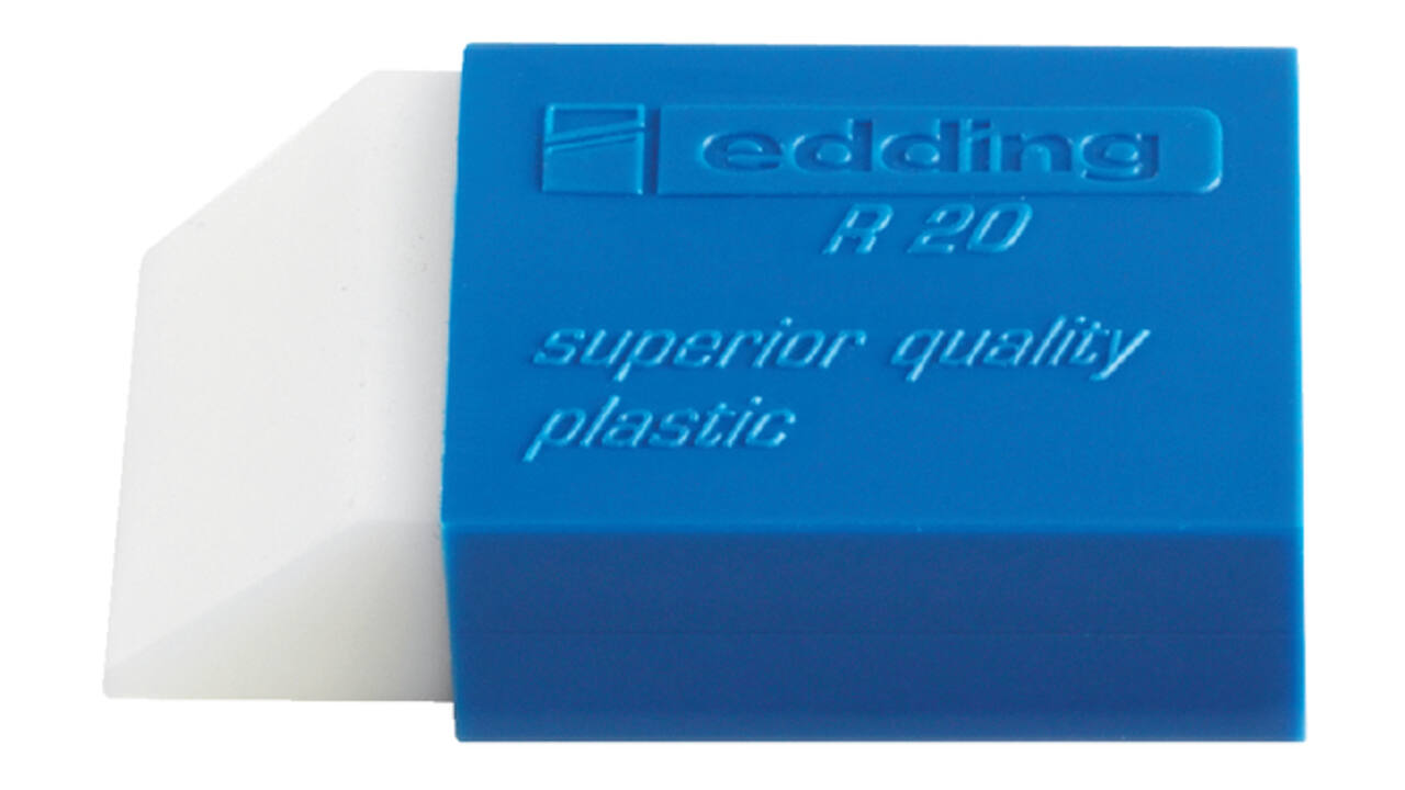 Gum edding R20 45x24x10mm met blauwe houder kunststof wit