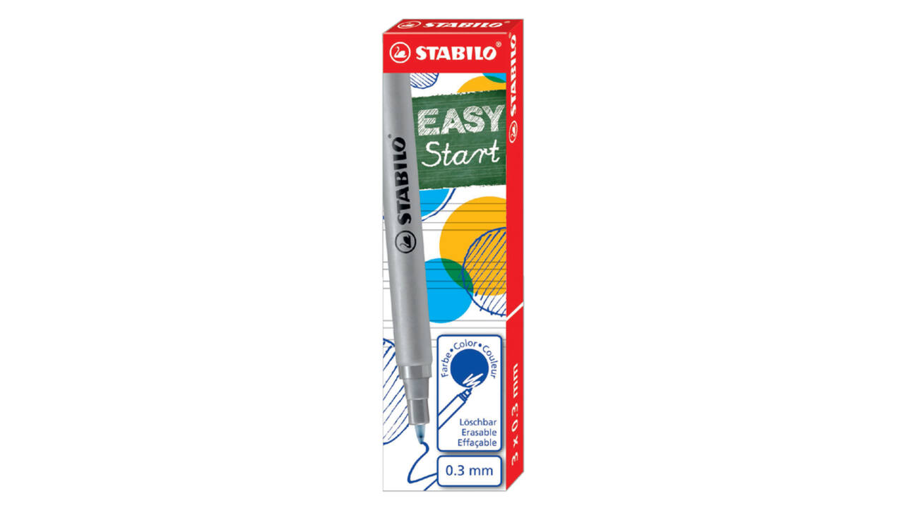 Rollerpenvulling STABILO Easyoriginal fijn blauw doosje à 3 stuks