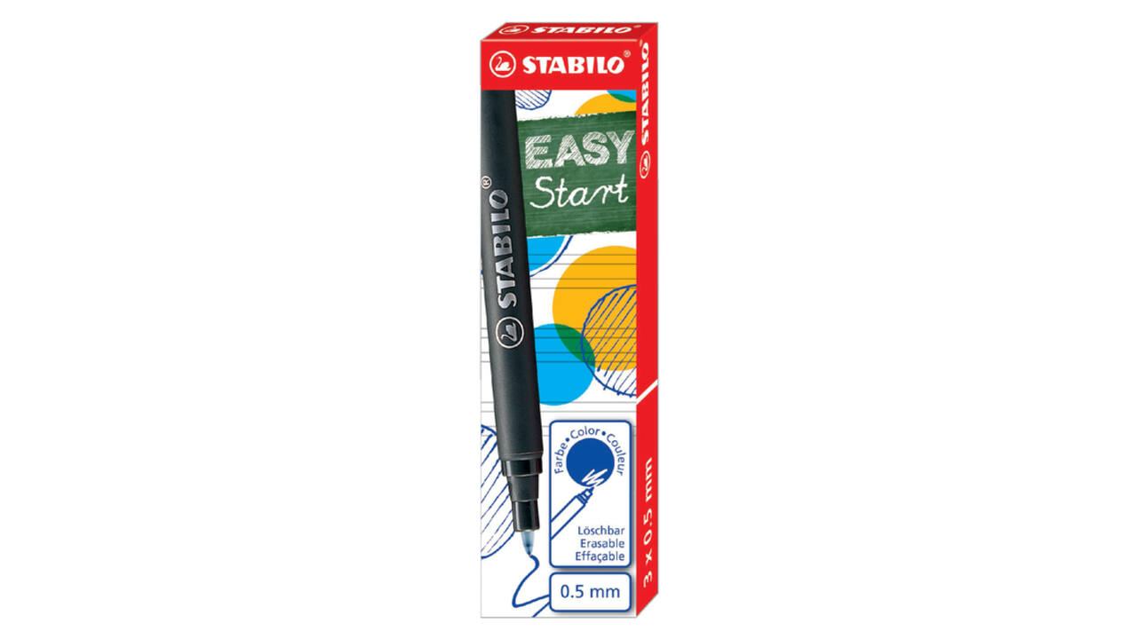 Rollerpenvulling STABILO Easyoriginal  medium blauw doosje à 3 stuks
