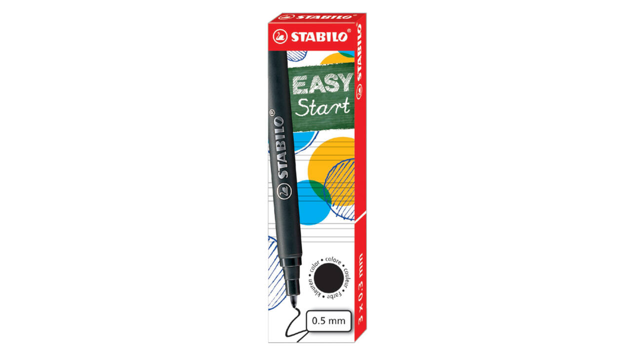 Rollerpenvulling STABILO Easyoriginal  medium zwart doosje à 3 stuks