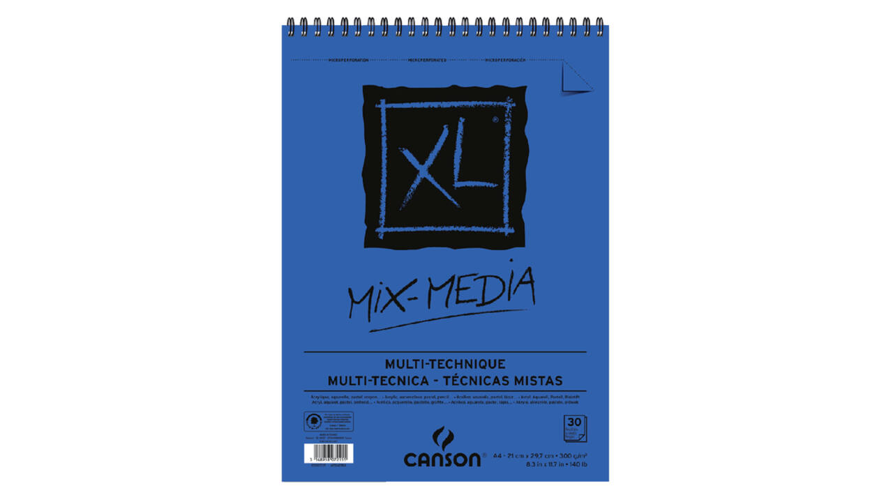Mixed mediapapier Canson XL Textured Mixed Media 30vel 300gr A4 wit