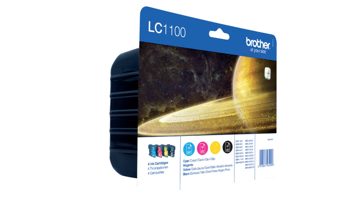 Inktcartridge Brother LC-1100VALBP zwart + 3 kleuren
