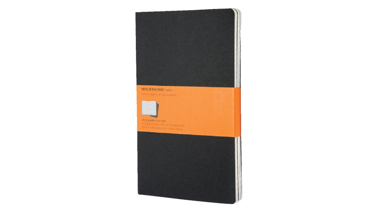 Schrift Moleskine 130x210mm lijn 160 pagina's 70gr zwart set à 3 stuks