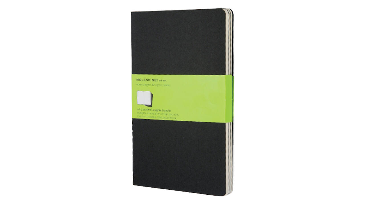 Schrift Moleskine 130x210mm blanco 160 pagina's 70gr zwart set à 3 stuks