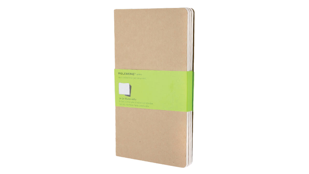 Schrift Moleskine 130x210mm blanco 160 pagina's 70gr kraft set à 3 stuks