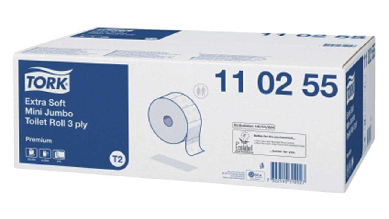 Toiletpapier Tork T2 Premium jumbo klein 3-laags 120m wit 110255