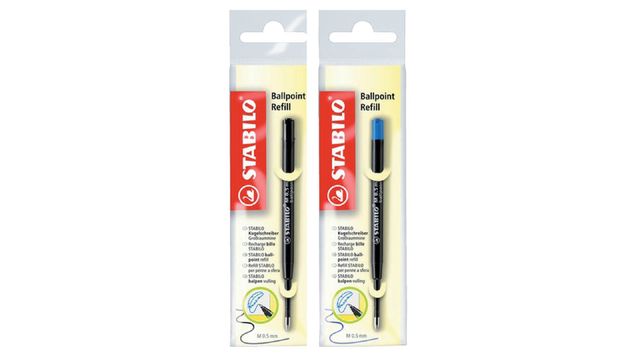 Balpenvulling STABILO standaard medium zwart  blister à 1 stuk