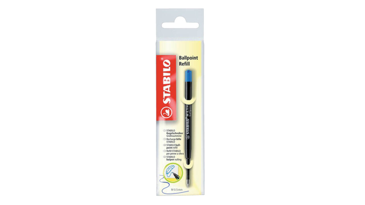 Balpenvulling STABILO standaard medium blauw blister à 1 stuk