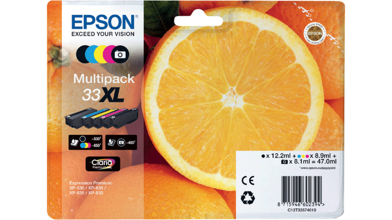 Inktcartridge Epson 33XL T3357 2x zwart + 3 kleuren