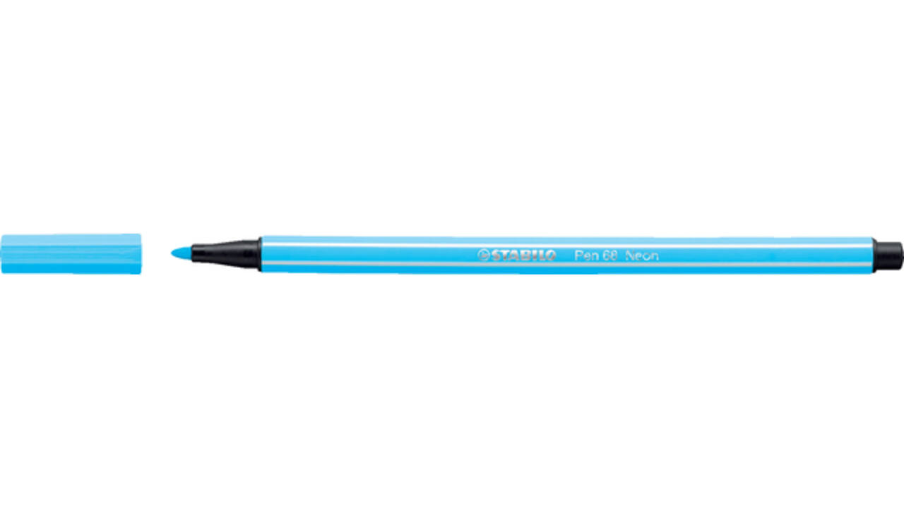 Viltstift STABILO Pen 68/031 medium neon blauw