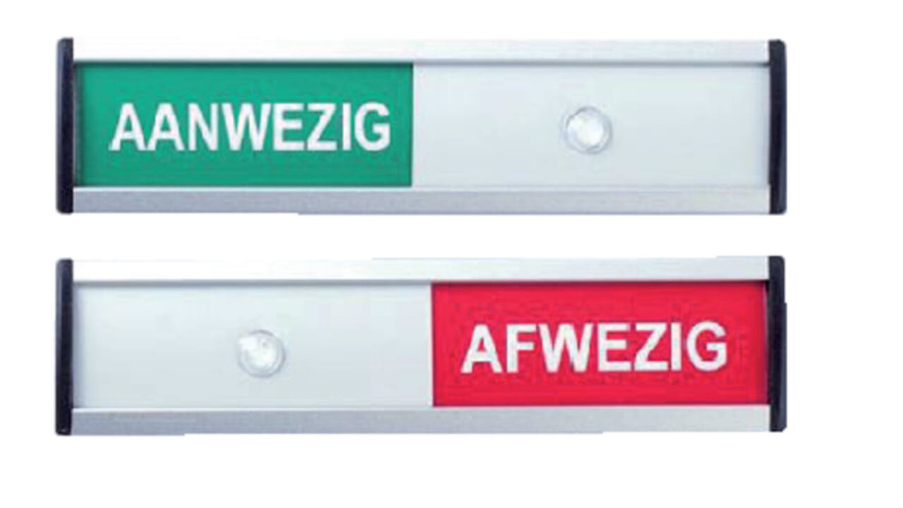 Infobord aanwezig/afwezig 125x30mm