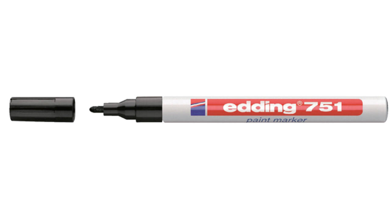Paintmarker edding 751 op oliebasis 1-2mm zwart blister à 1 stuk