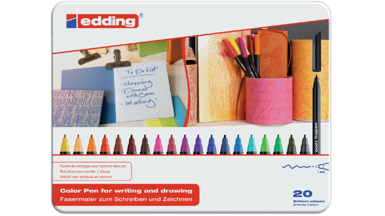 Fineliner edding 1200 fijn assorti blik à 20 stuks