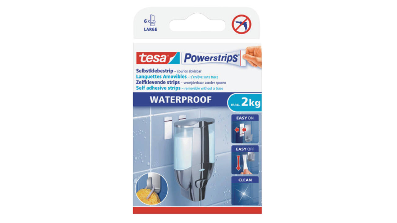 Kleefstrips Powerstrips® waterproof LARGE dubbelzijdig 2kg 6 stuks
