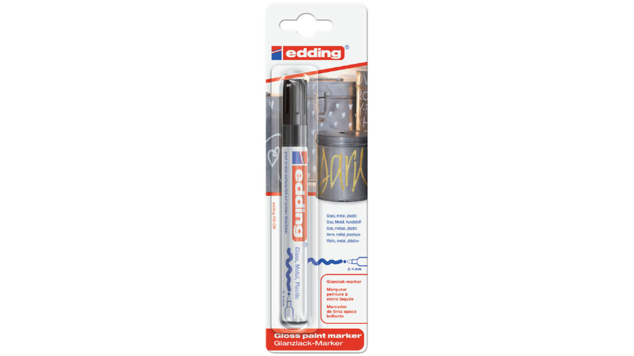 Paintmarker edding 750 op oliebasis 2-4mm zwart blister à 1 stuk