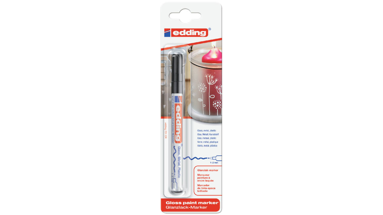 Paintmarker edding 751 op oliebasis 1-2mm zwart blister à 1 stuk