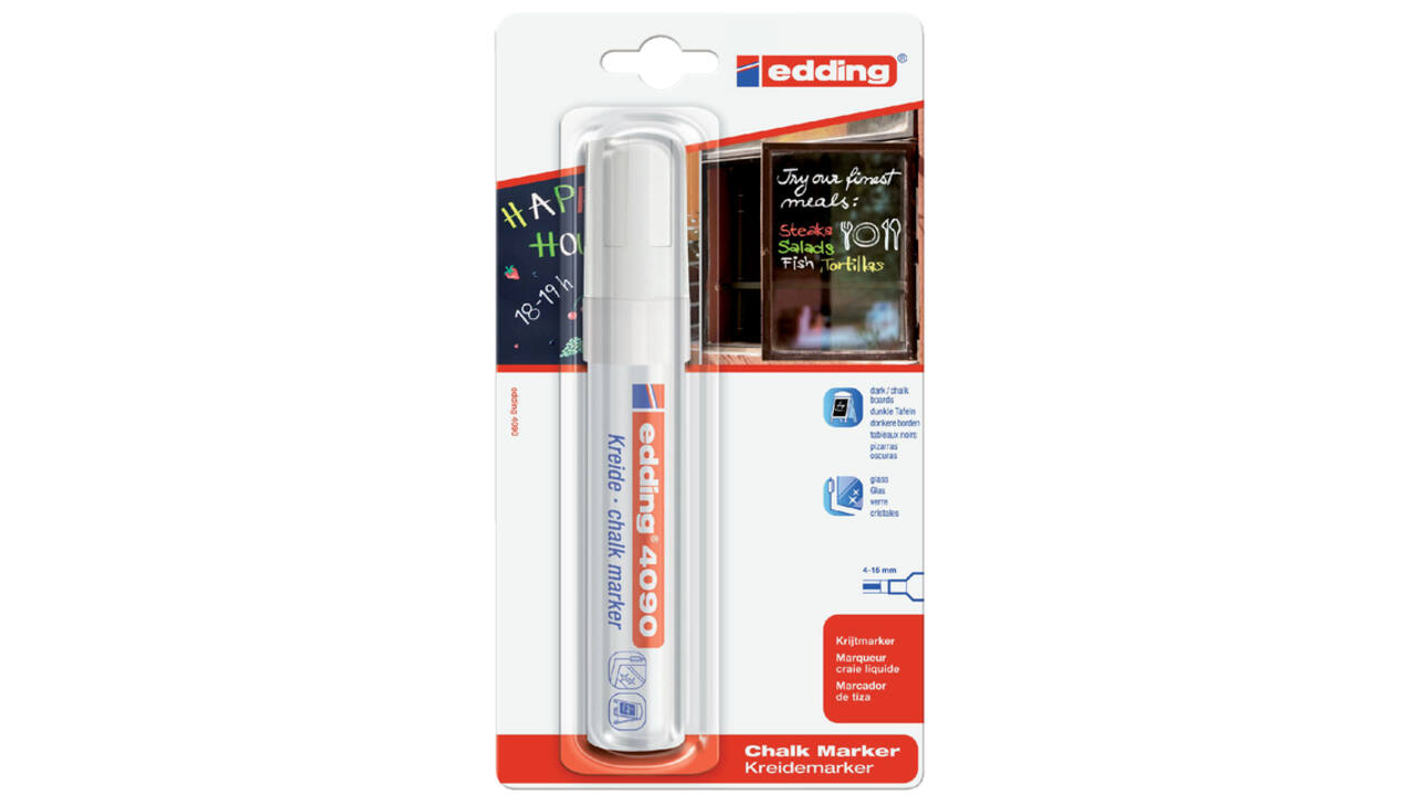 Krijtstift edding 4090 window schuin 4-15mm wit bister à 1 stuk