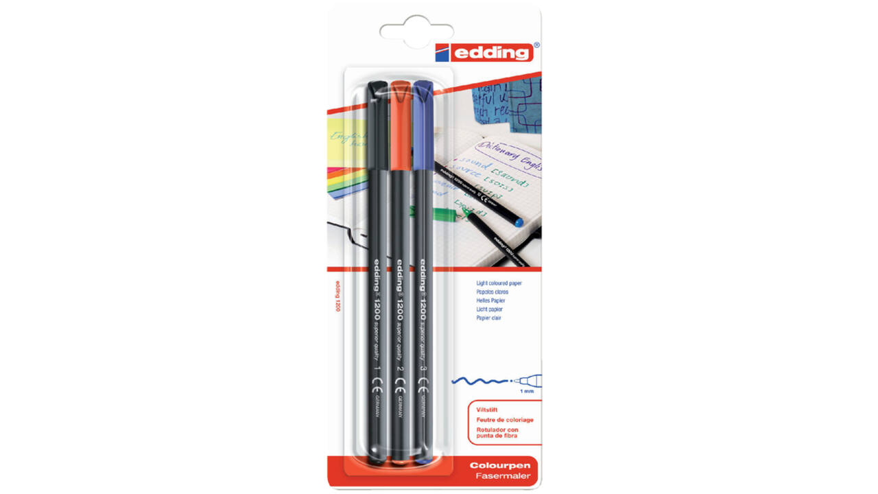 Fineliner edding 1200 001-003 fijn assorti blister à 3 stuks