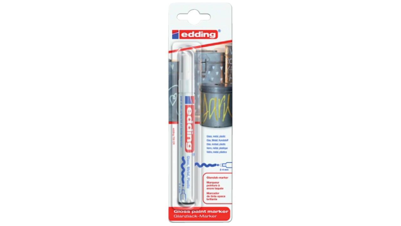 Paintmarker edding 750 op oliebasis 2-4mm wit blister à 1 stuk