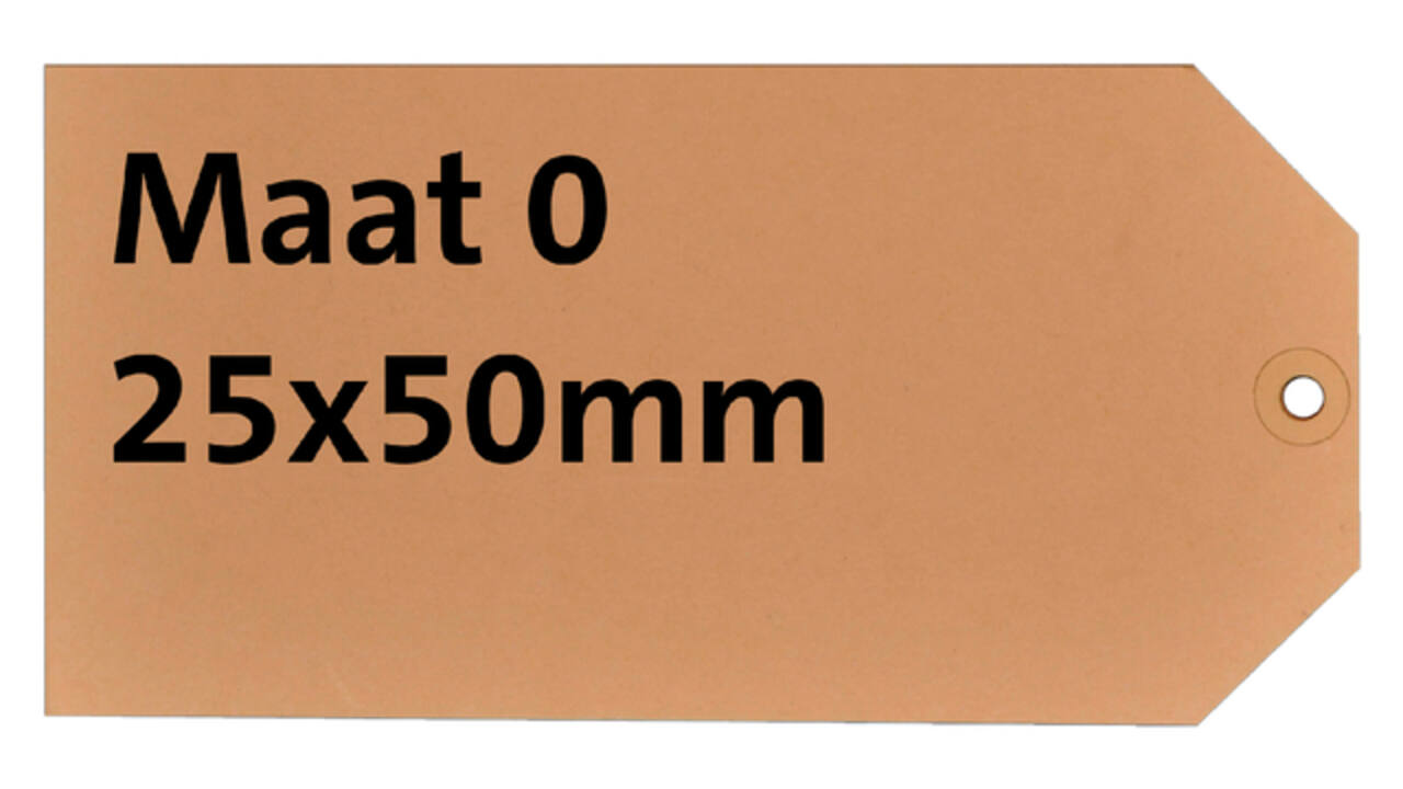 Label HF2 nr 0 200gr 25x50mm bruin 1000 stuks
