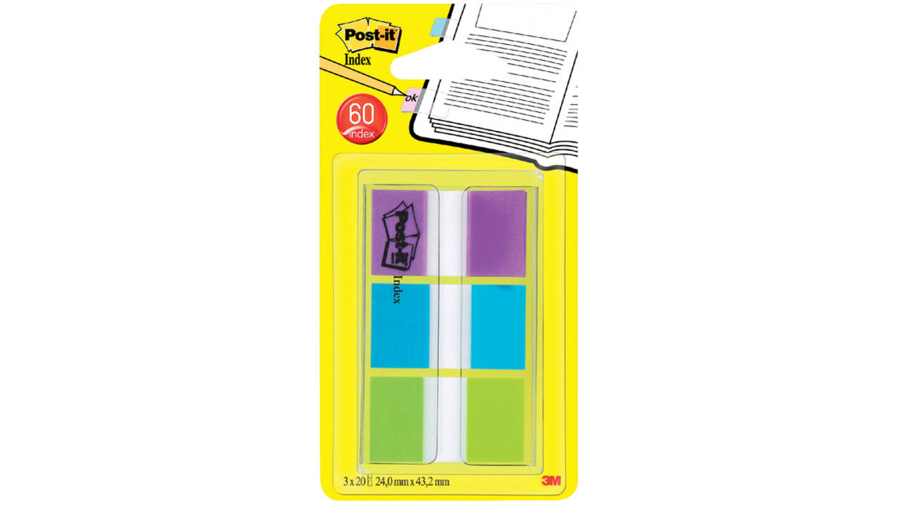 Indextabs Post-it 680 24mmx43.2mm helder assorti 60 tabs