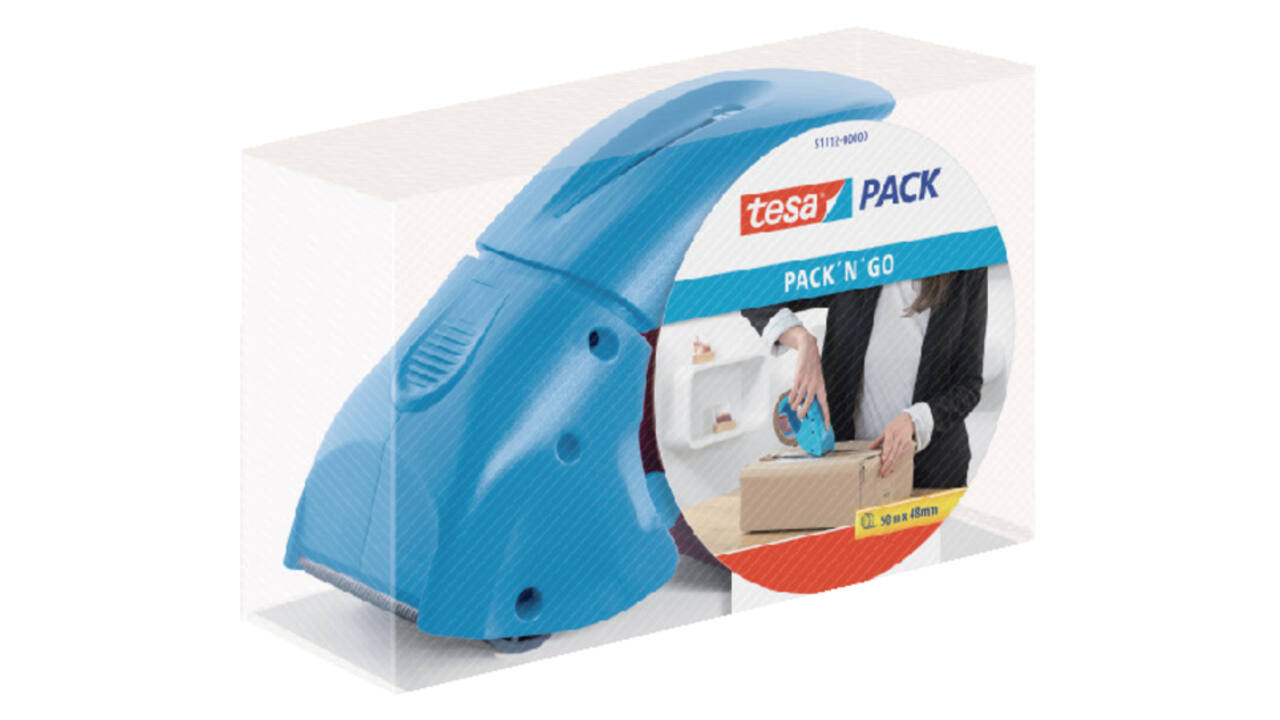 Verpakkingstape dispenser  tesapack® pack-n-go blauw