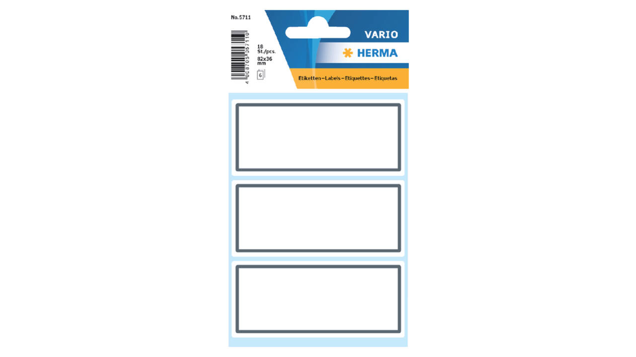 Etiket HERMA 5711 36x80mm schrift grijs kader 18 stuks