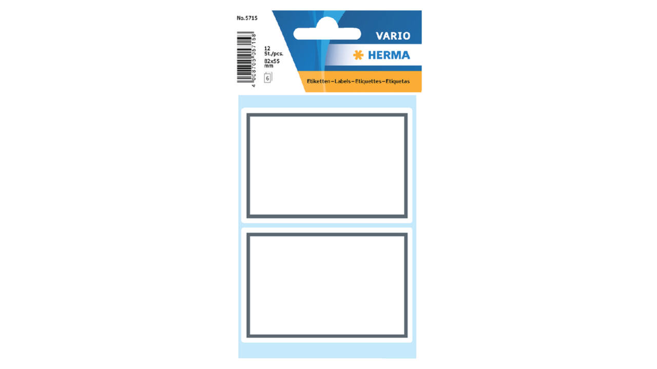 Etiket HERMA 5715 53x80mm schrift grijs kader 12 stuks