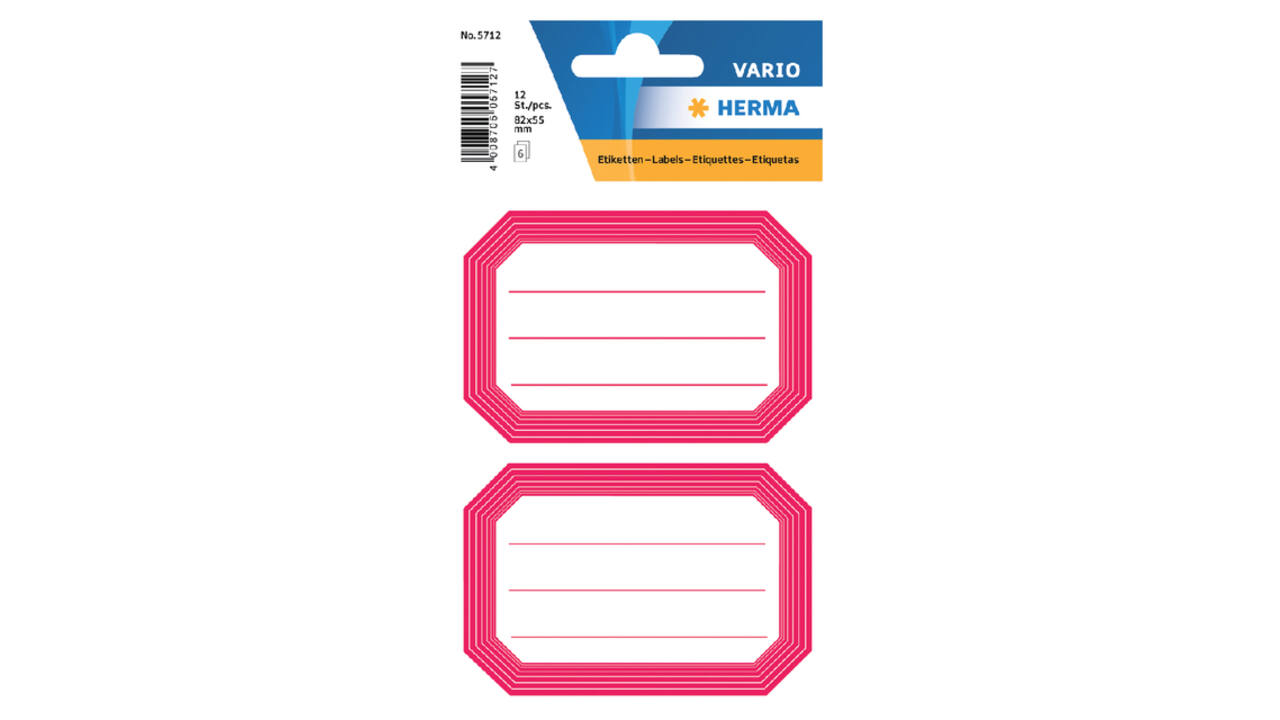 Etiket HERMA 5712 82x55mm schrift rode rand 12 stuks