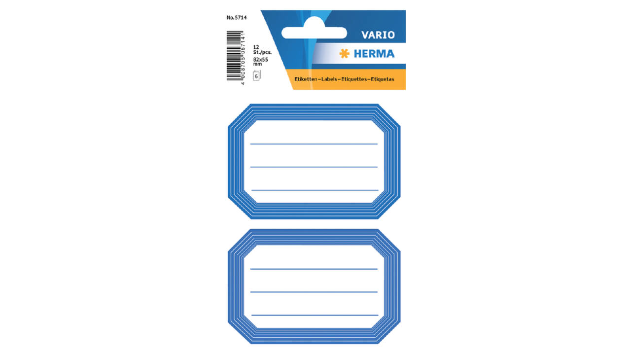 Etiket HERMA 5714 82x55mm schrift blauwe rand 12 stuks