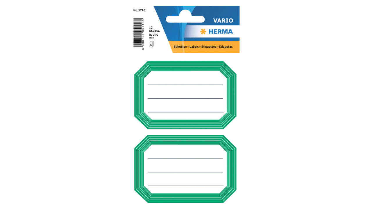 Etiket HERMA 5716 82x55mm schrift groene rand 12 stuks