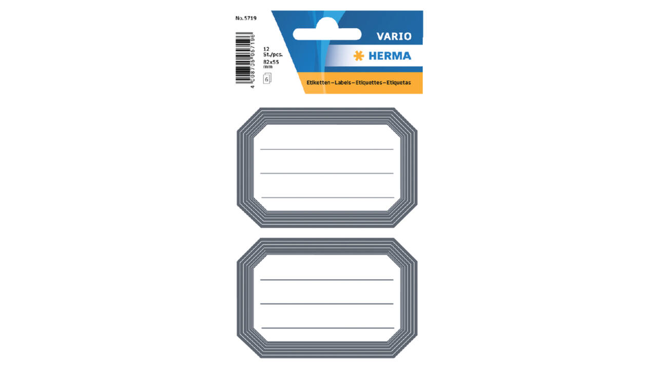 Etiket HERMA 5719 82x55mm schrift grijze rand 12 stuks