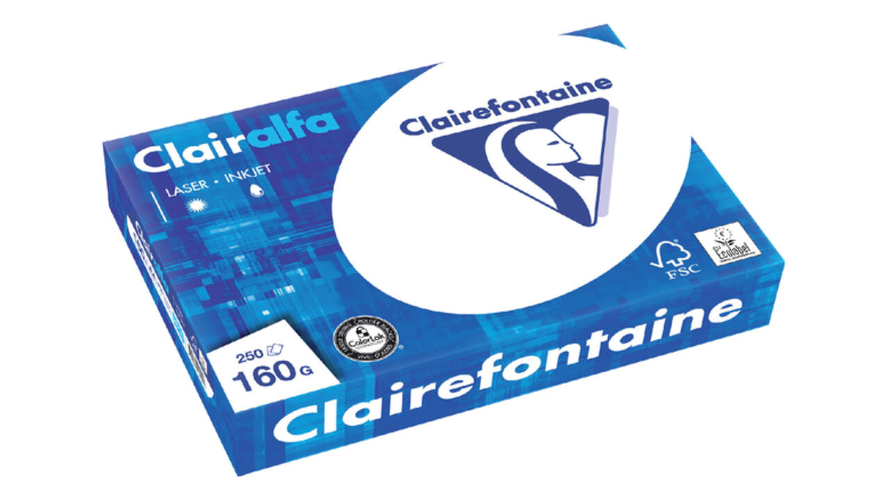 Kopieerpapier Clairefontaine Clairalfa A4 160gr wit 250 vel