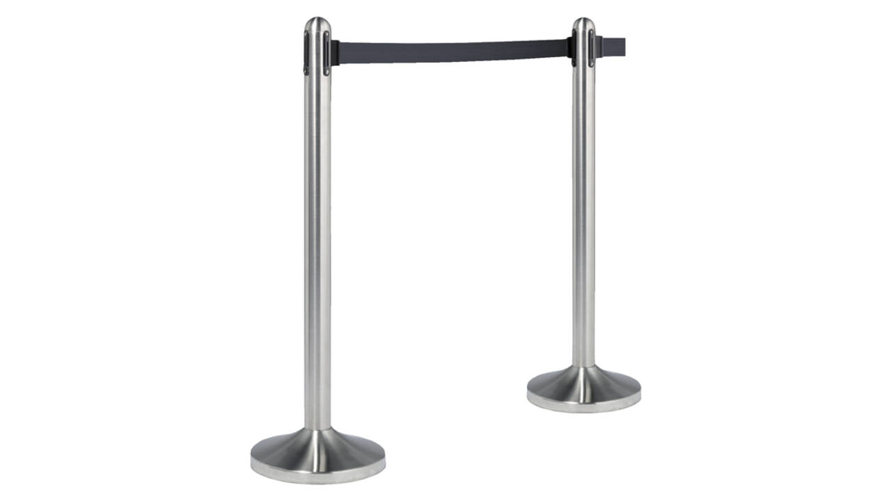 Afzetpaal Securit RVS met rolband 210cm zwart