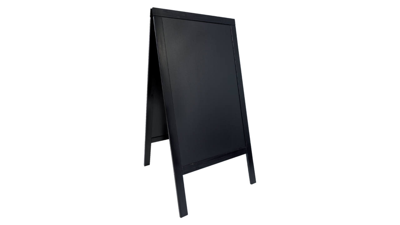 Stoepbord Securit 700x1250x40mm zwart hout