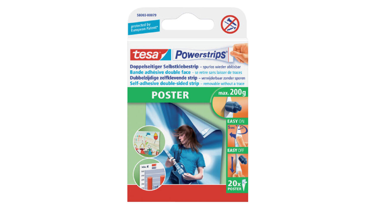 Kleefstrips tesa Powerstrips® poster dubbelzijdig 20 stuks blister 20 stuks