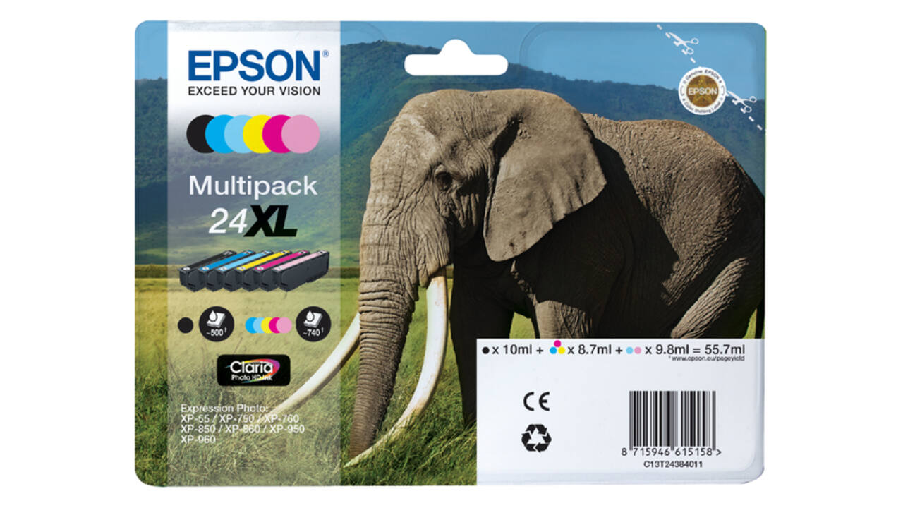 Inktcartridge Epson 24XL T2438  zwart + 5 kleuren