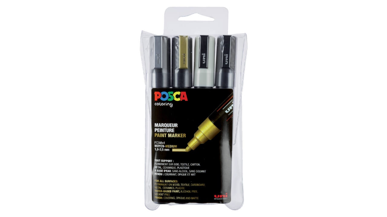 Paintmarker Uni POSCA PC5M medium assorti set à 4 stuks