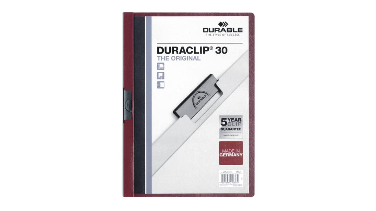 Klemmap Durable Duraclip A4 3mm 30 vellen aubergine