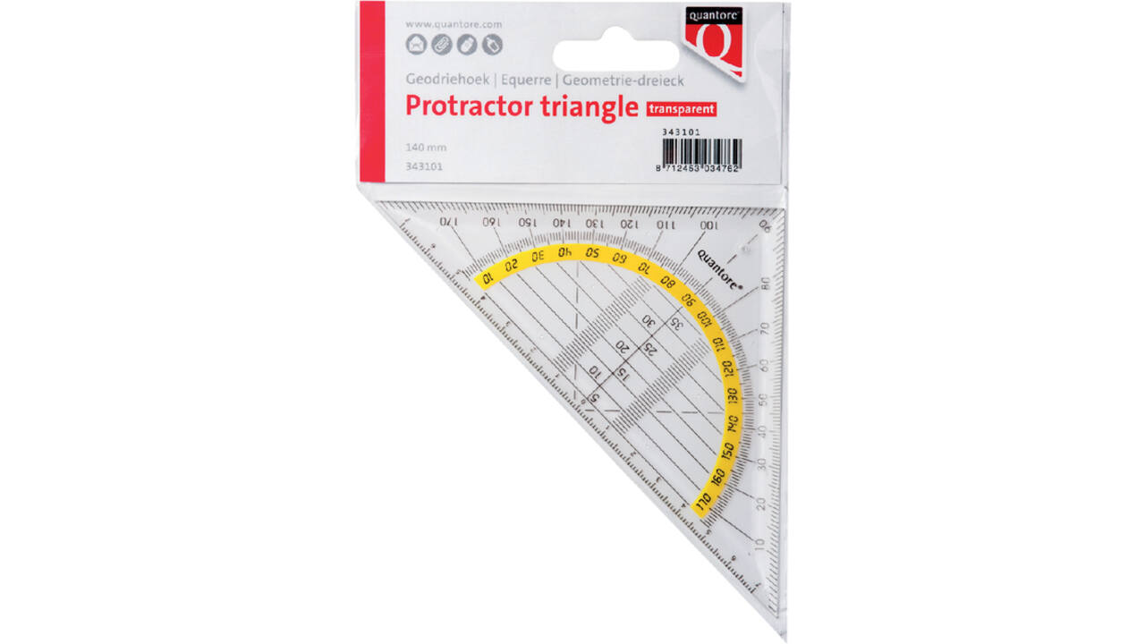 Geodriehoek Quantore 140mm transparant