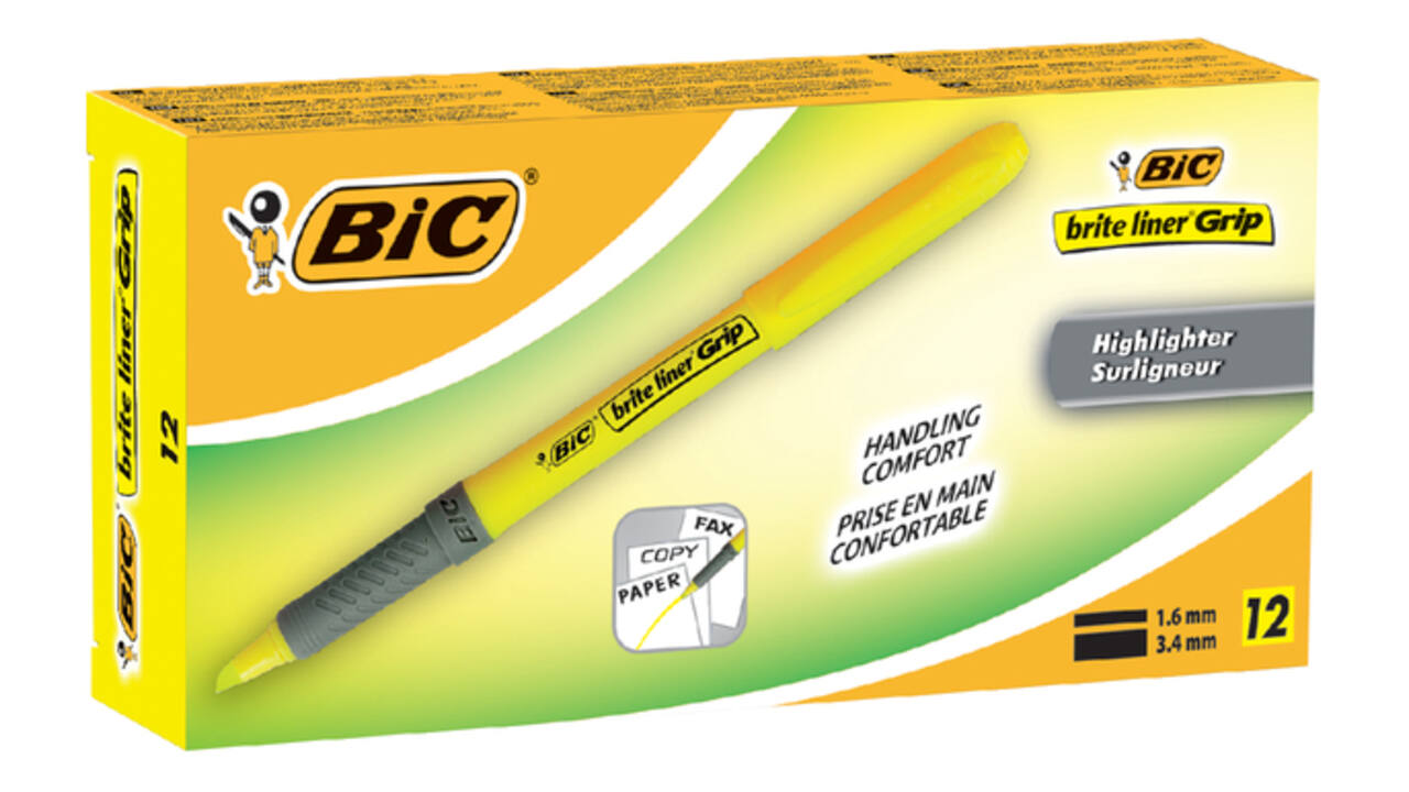 Markeerstift Bic brite liner grip geel