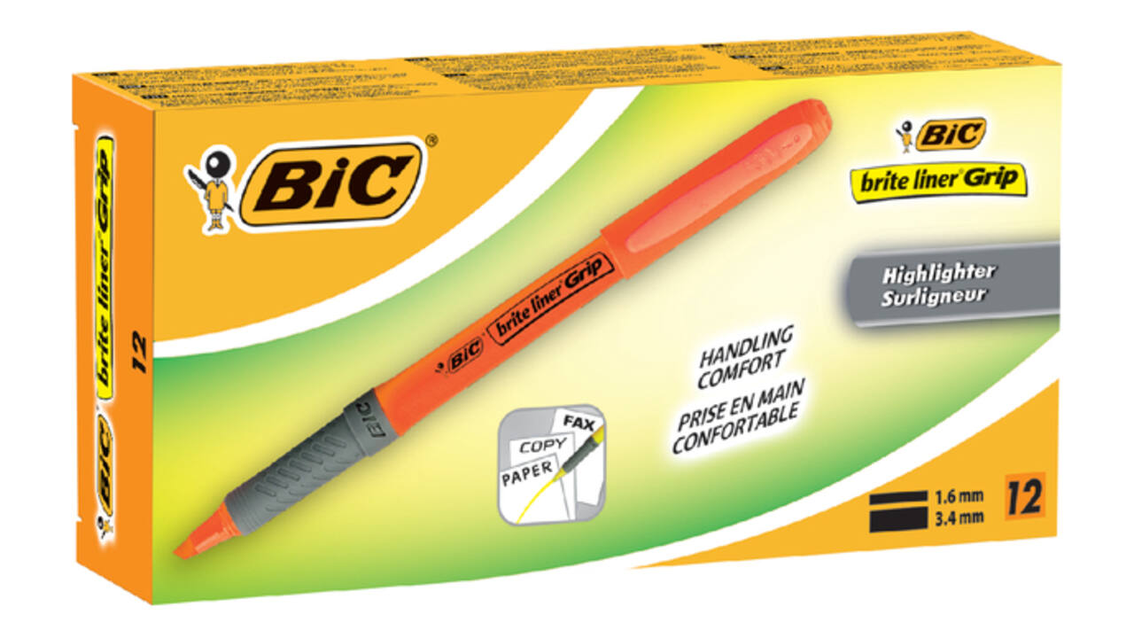 Markeerstift Bic brite liner grip oranje