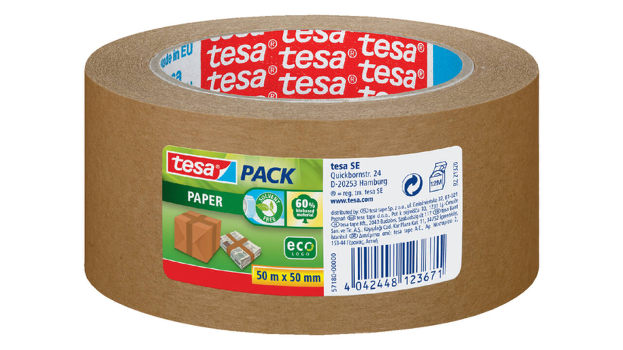 Verpakkingstape tesapack® papier ecoLogo® 50mx50mm bruin