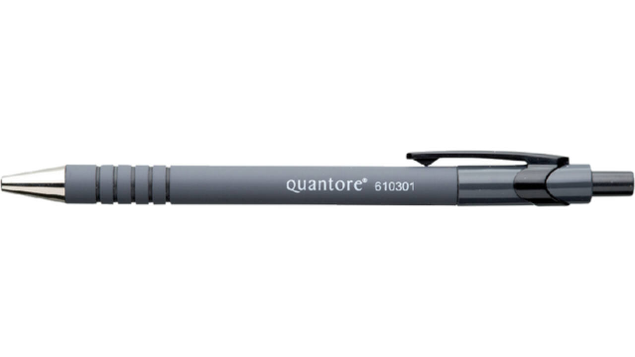 Balpen Quantore rubbergrip drukknop zwart medium