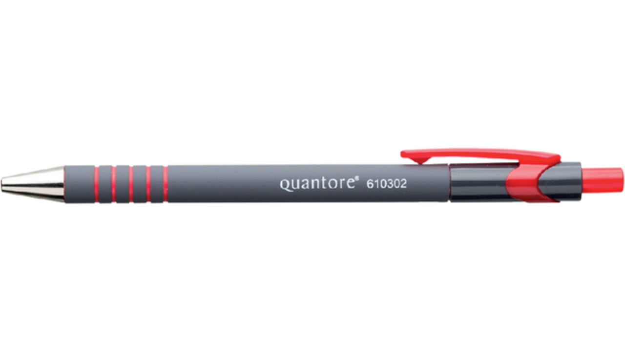 Balpen Quantore rubbergrip drukknop rood medium