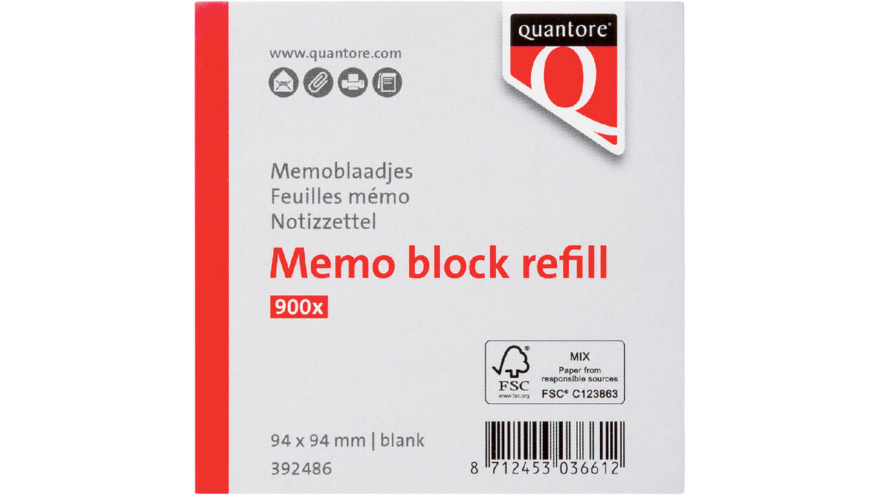 Memoblaadjes Quantore losbladig 94x94x90mm 900 vel