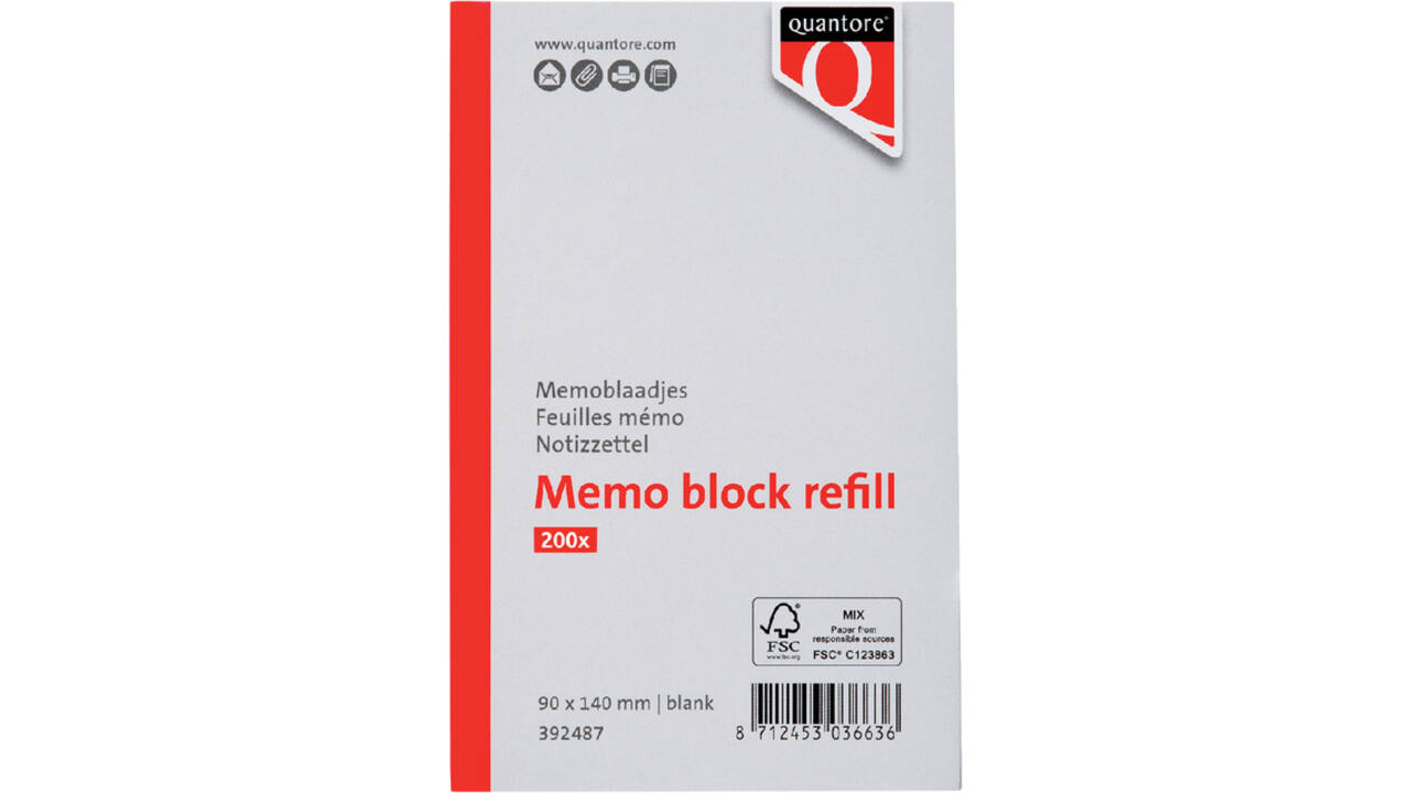 Memoblaadjes Quantore losbladig 140x90x20mm 200 vel