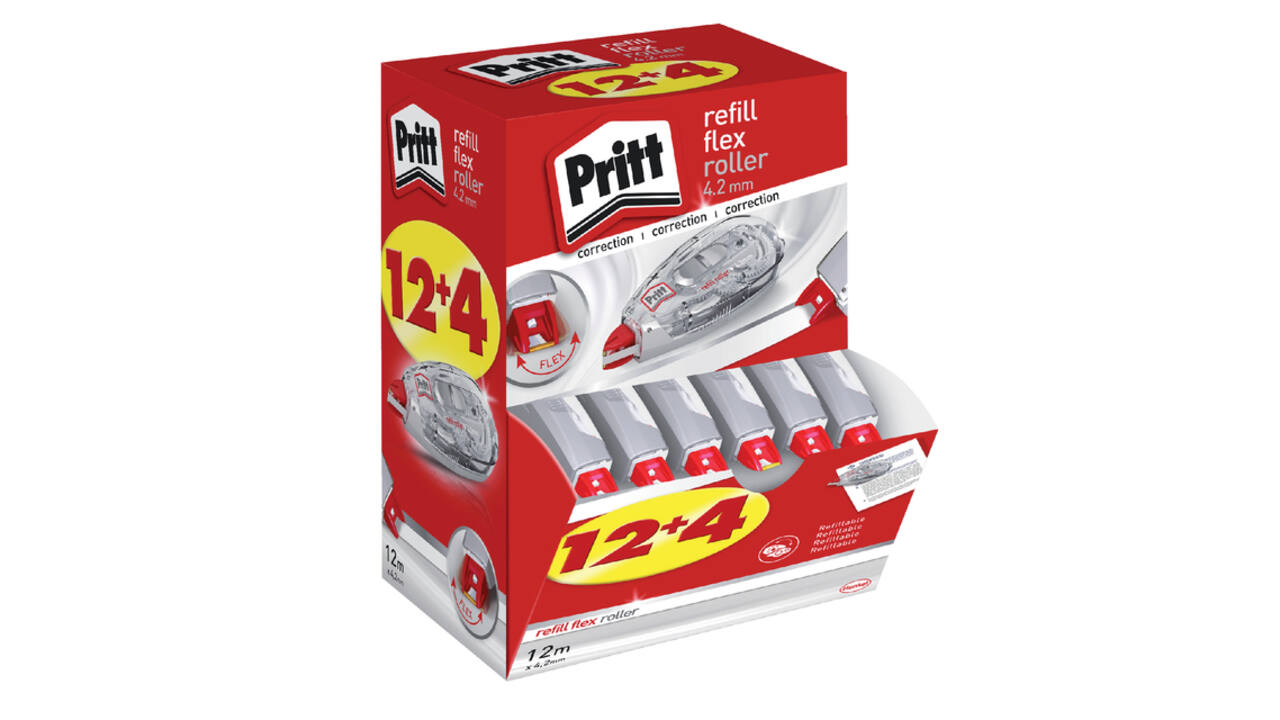 Correctietape Pritt navulbaar 4.2mmx12m Flex promopack à 12+4 gratis